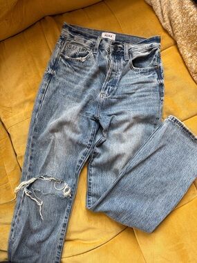 pistola Light Blue Distressed Straight-Leg Jeans